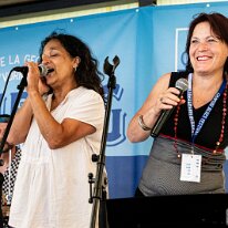 Jam Session @ Camping Blues Stephanie Albuquerque (vocals), Marion Fontana (vocals) . Jam Session avec Pepper Blues @ Camping Blues Festival, Clos de la George, Yvorne (VD), Switzerland,...