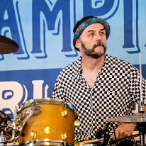 Jam Session @ Camping Blues Yves Brasey (drums). Jam Session avec Pepper Blues @ Camping Blues Festival, Clos de la George, Yvorne (VD), Switzerland, 21.06.2025. .(c) Christophe Losberger