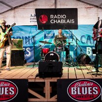 The Greasers @ Camping Blues Thierry Lucotte (vocals, guitar), Philippe Cataldo (drums), Yves Ducret (bass, vocals). The Greasers @ Camping Blues Festival, Clos de la George, Yvorne (VD),...