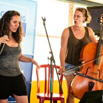 Wet Rugs @ Camping Blues Heike Wyler (cello, vocals), Zazou Haifa (vocals, guest). Wet Rugs @ Camping Blues Festival, Clos de la George, Yvorne (VD), Switzerland, 21.06.2025. .(c)...