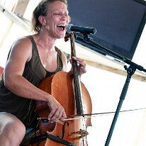 Wet Rugs @ Camping Blues Heike Wyler (cello, vocals). Wet Rugs @ Camping Blues Festival, Clos de la George, Yvorne (VD), Switzerland, 21.06.2025. .(c) Christophe Losberger