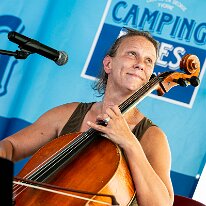 Wet Rugs @ Camping Blues Heike Wyler (cello, vocals). Wet Rugs @ Camping Blues Festival, Clos de la George, Yvorne (VD), Switzerland, 21.06.2025. .(c) Christophe Losberger