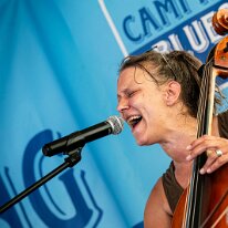 Wet Rugs @ Camping Blues Heike Wyler (cello, vocals). Wet Rugs @ Camping Blues Festival, Clos de la George, Yvorne (VD), Switzerland, 21.06.2025. .(c) Christophe Losberger